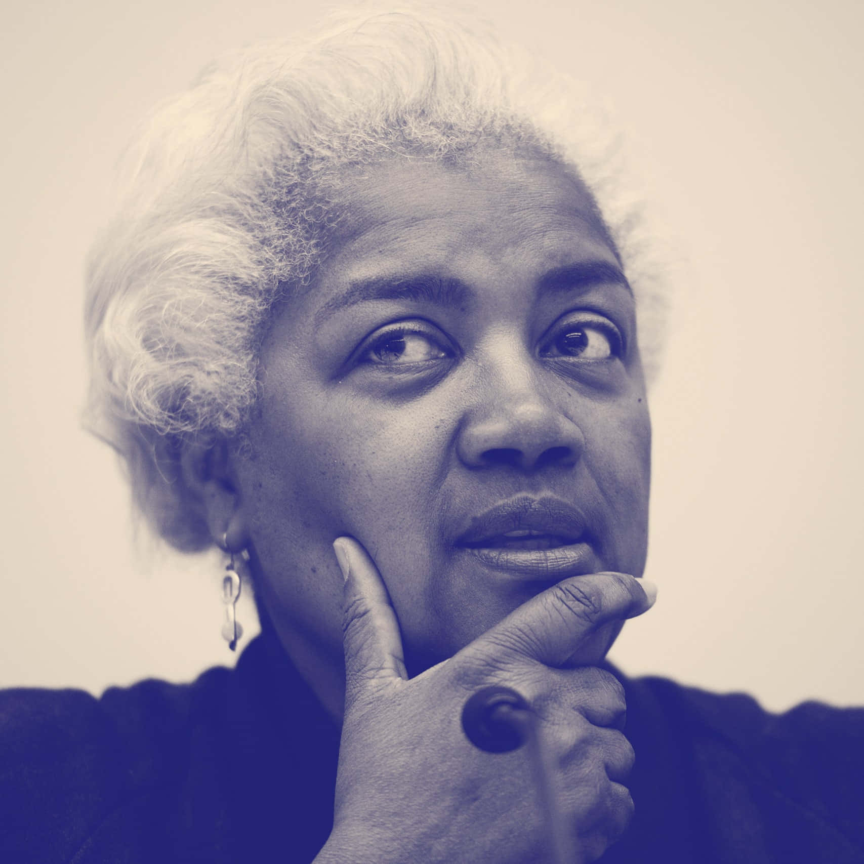 Donna Brazile, white curly hair, sepia-toned portrait, HD Desktop Wallpaper