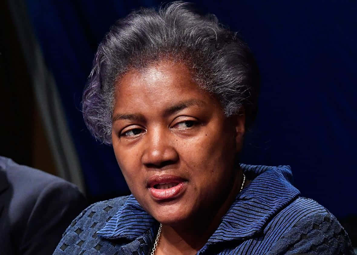 Donna Brazile, gray hair, blue textured blouse, SD Desktop Wallpaper