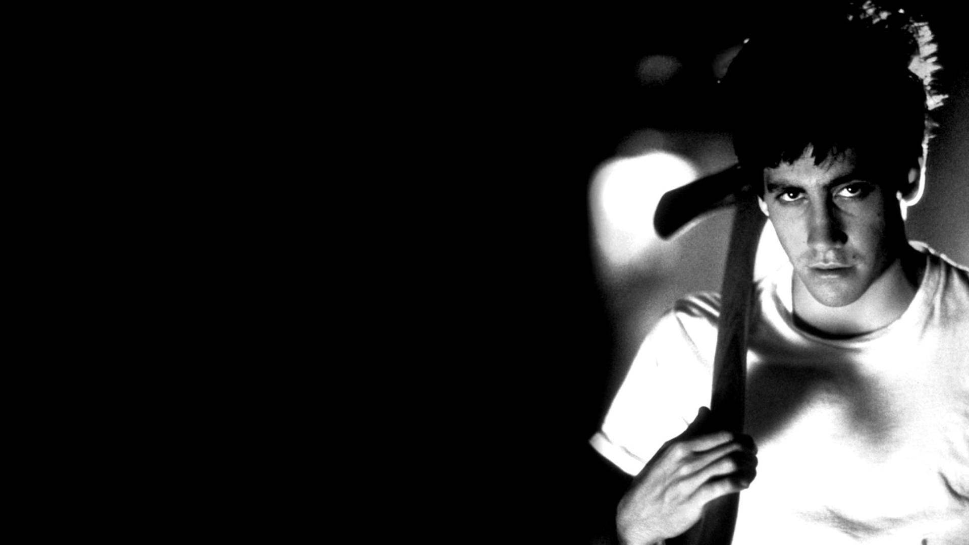 Donnie Darko, baseball bat, black and white, Full HD Desktop Wallpaper