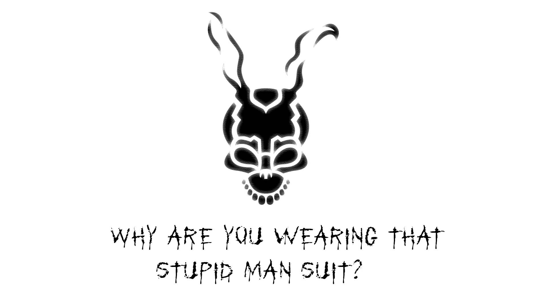 Donnie Darko, black skull, stark black stylized rabbit skull, Full HD Desktop Wallpaper