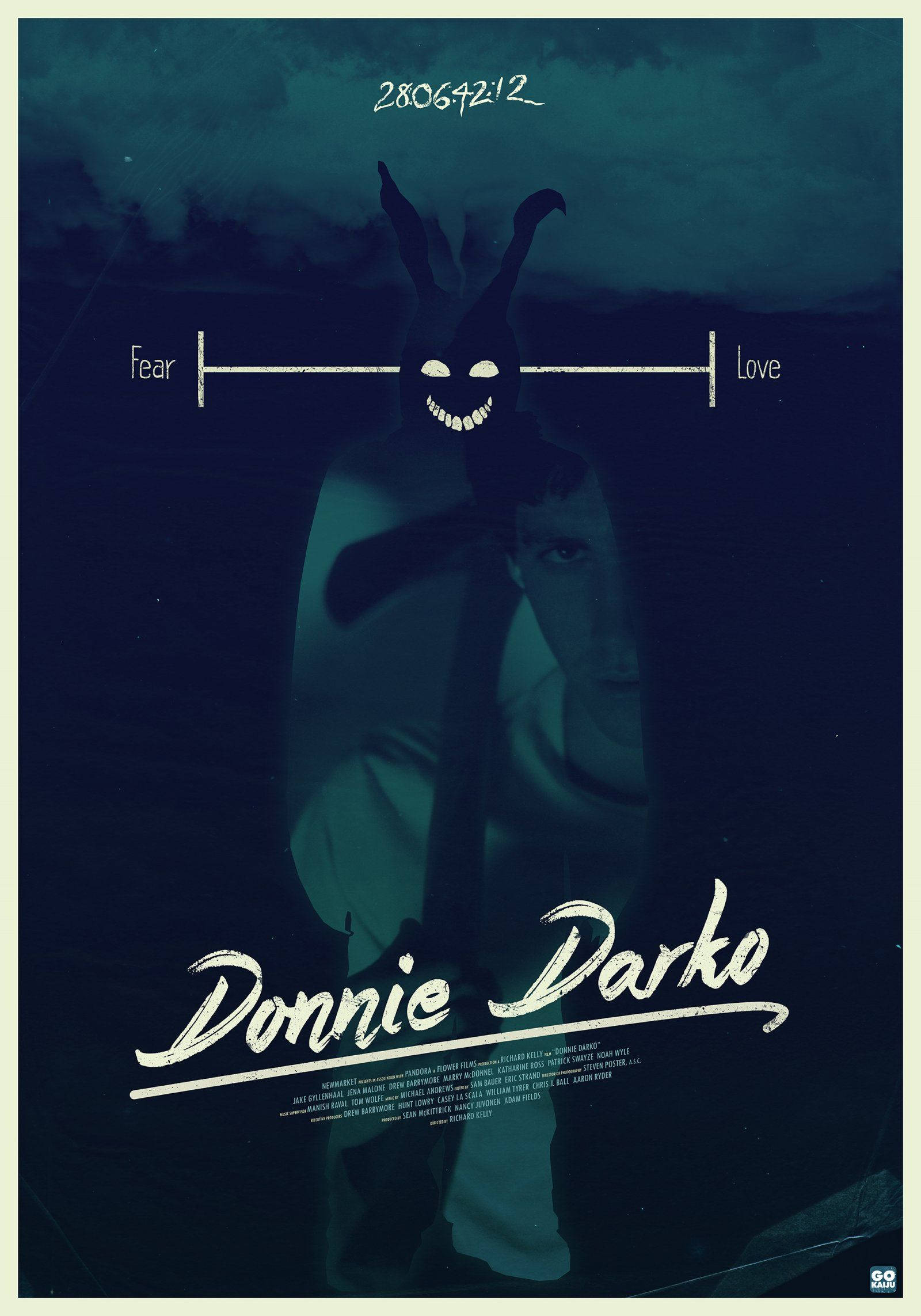 Donnie Darko, demonic rabbit head, scale labeled Fear and Love, Full HD Phone Wallpaper