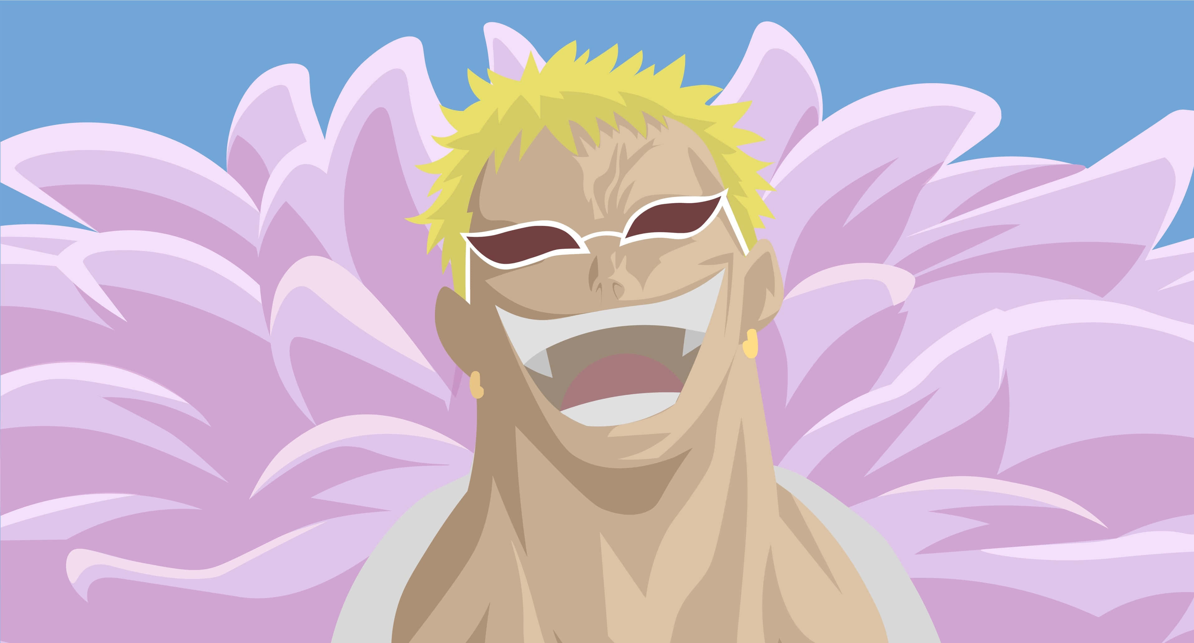 Donquixote Doflamingo, spiky blonde hair, sunglasses, 2K Desktop Wallpaper