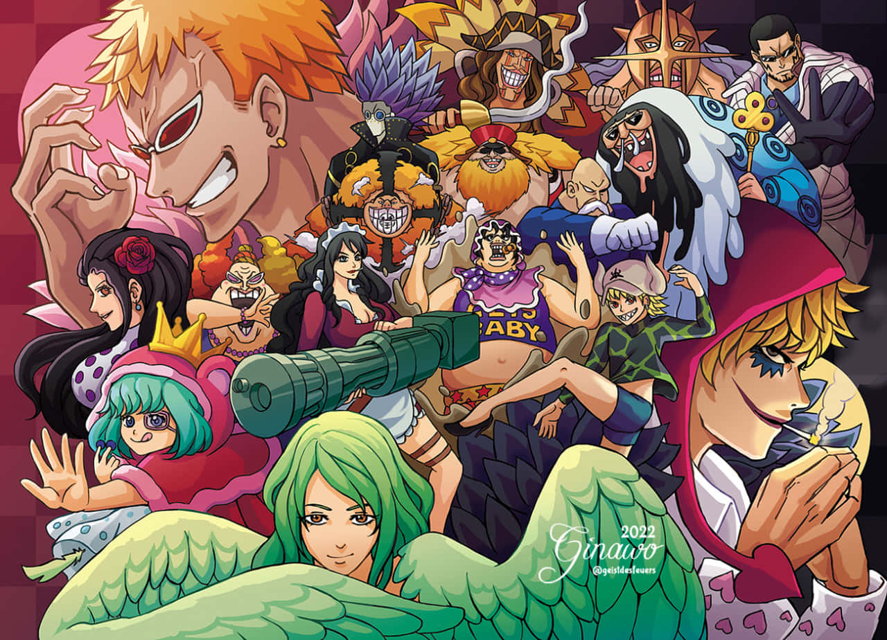 Donquixote Family, anime collage, pirate characters, HD Desktop Wallpaper