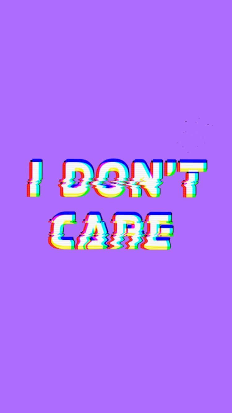 I DON'T CARE, glitch distortion, solid purple background, HD Phone Wallpaper