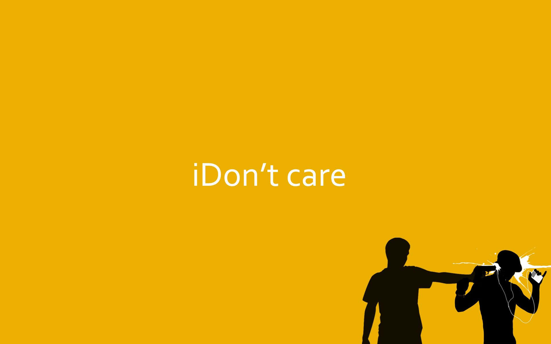 iDon't care, yellow background, silhouetted figures, Full HD Desktop Wallpaper