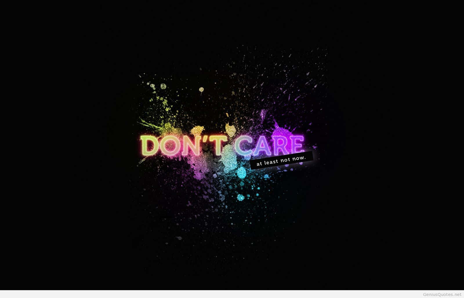DON'T CARE, neon text, colorful paint splatters, HD Desktop Wallpaper