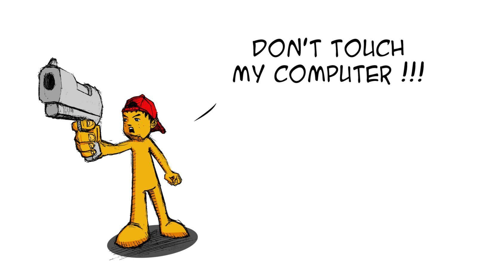 Don't Touch My Computer, boy, red cap, HD Desktop Wallpaper