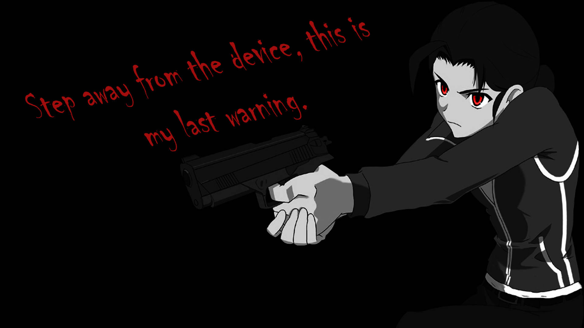 Don't Touch My Computer, red eyes, gun, Full HD Desktop Wallpaper