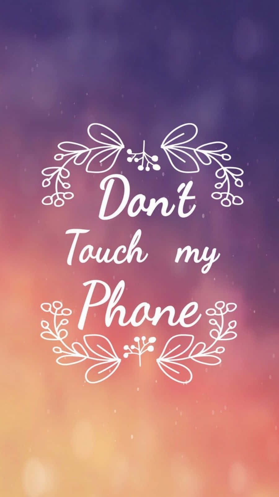 sunset sky, white floral wreath, Don't Touch my Phone, HD Phone Wallpaper