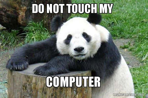 Dont Touch My Desktop, panda bear, tree stump, SD Desktop Wallpaper