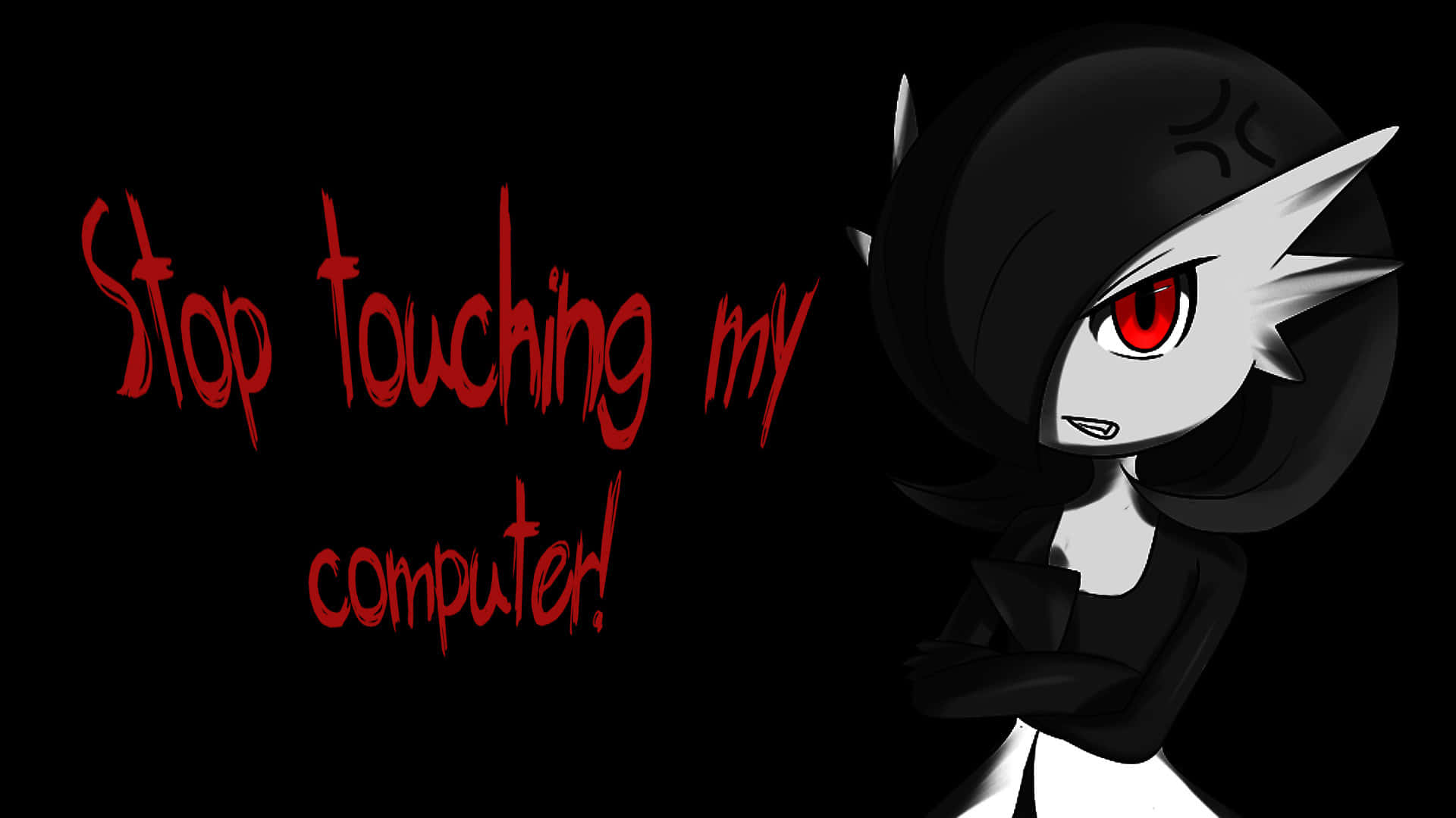 anime girl, red eyes, black hair, Full HD Desktop Wallpaper