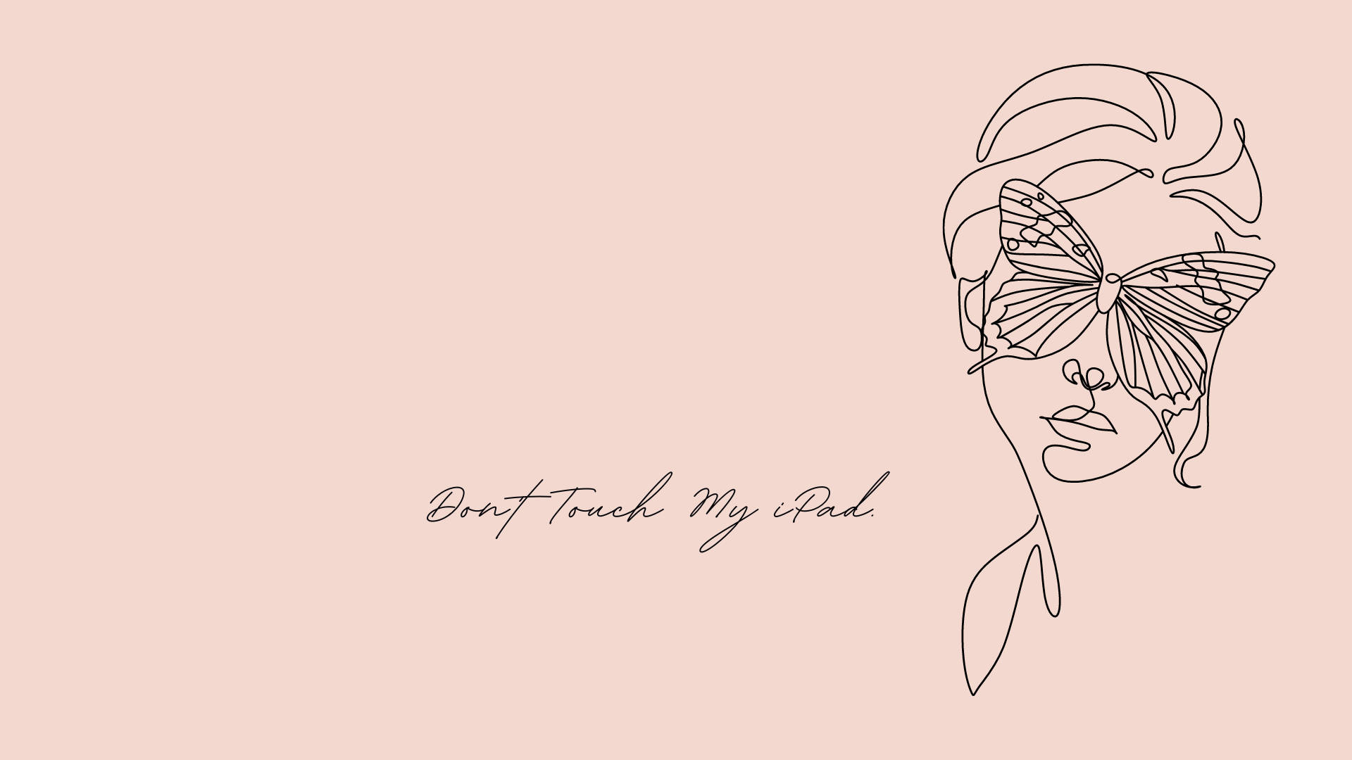 Don't Touch My iPad, minimalist line art, woman's profile, Full HD Desktop Wallpaper
