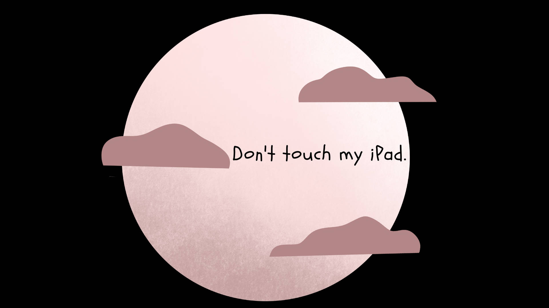 pink moon, mauve clouds, Don't touch my iPad, Full HD Desktop Wallpaper