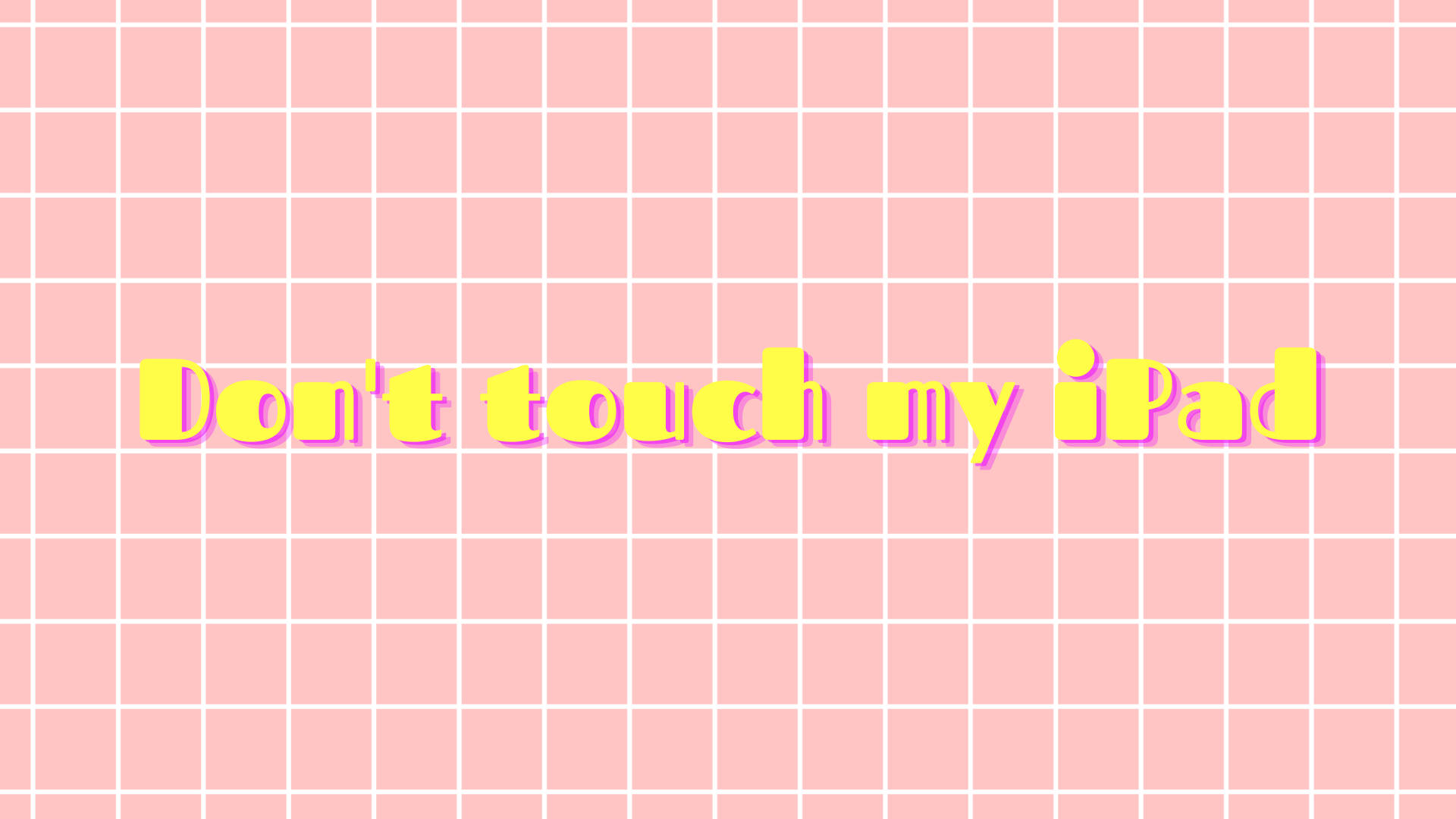 iPad, pink grids, bold yellow text, Full HD Desktop Wallpaper