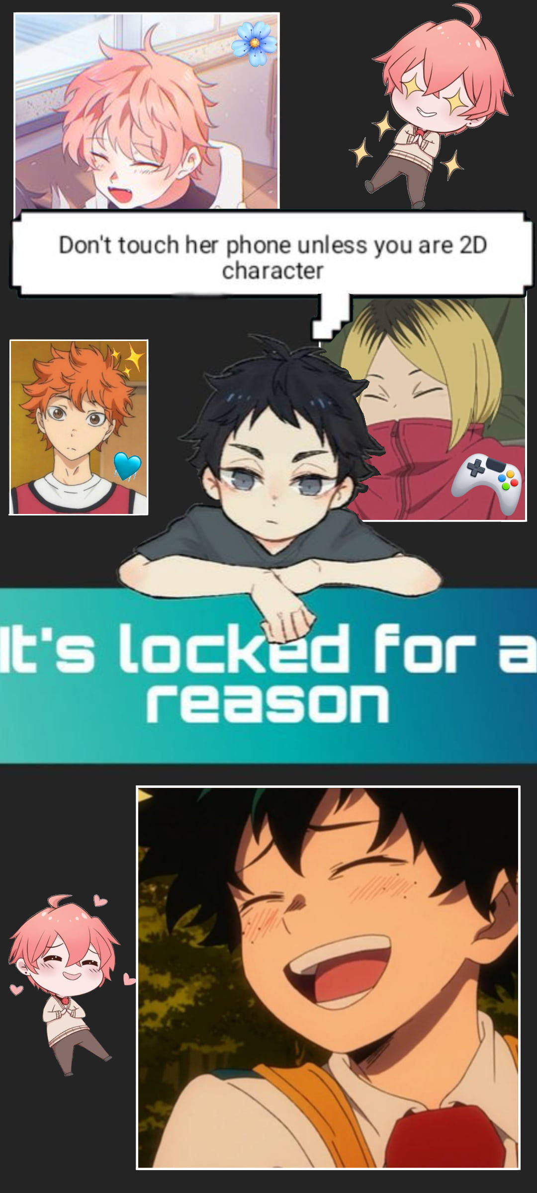 Funny Get Off My Phone 2D, 2D characters, meme collage, Full HD Phone Wallpaper