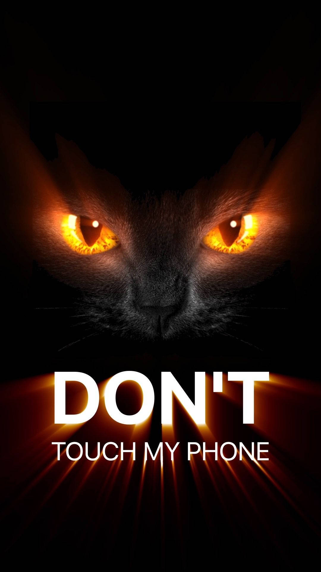 Don't Touch My Phone, cat eyes, black cat, Full HD Phone Wallpaper