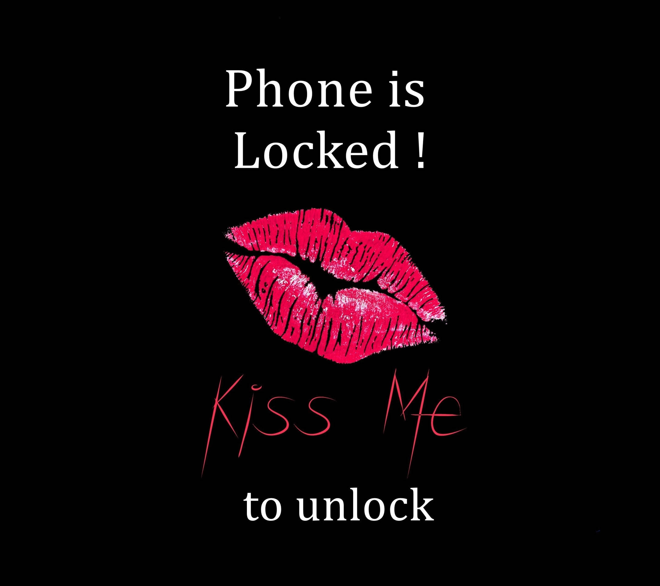 Don't Touch My Phone, pink lipstick kiss mark, black background, Full HD Desktop Wallpaper