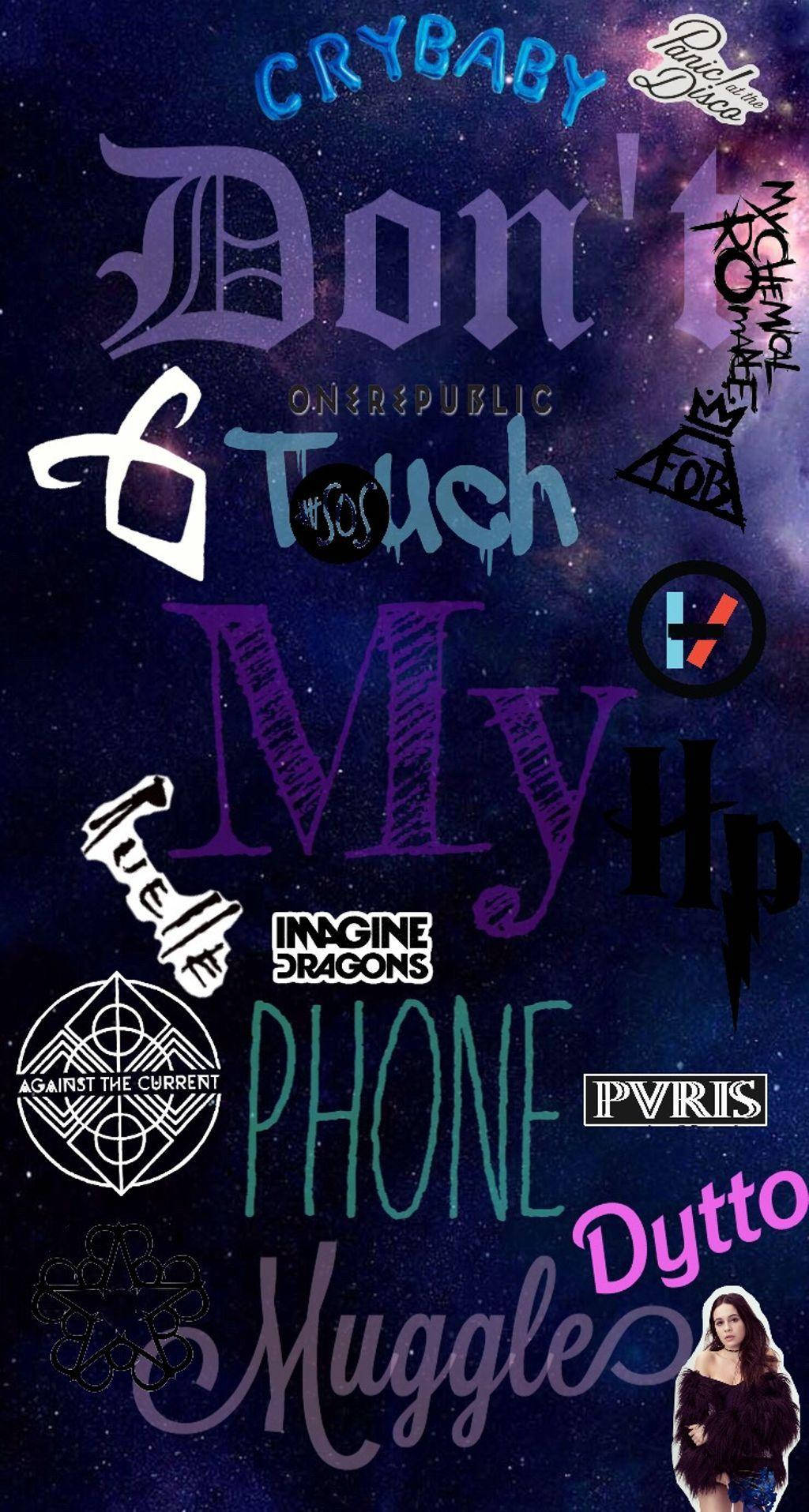 Don't Touch My Phone, rock aesthetic, cosmic starry background, HD Phone Wallpaper