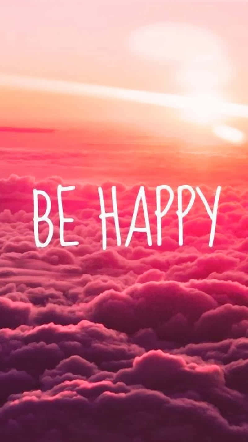 Dont Worry Be Happy, sunset sky, pink and orange hues, HD Phone Wallpaper