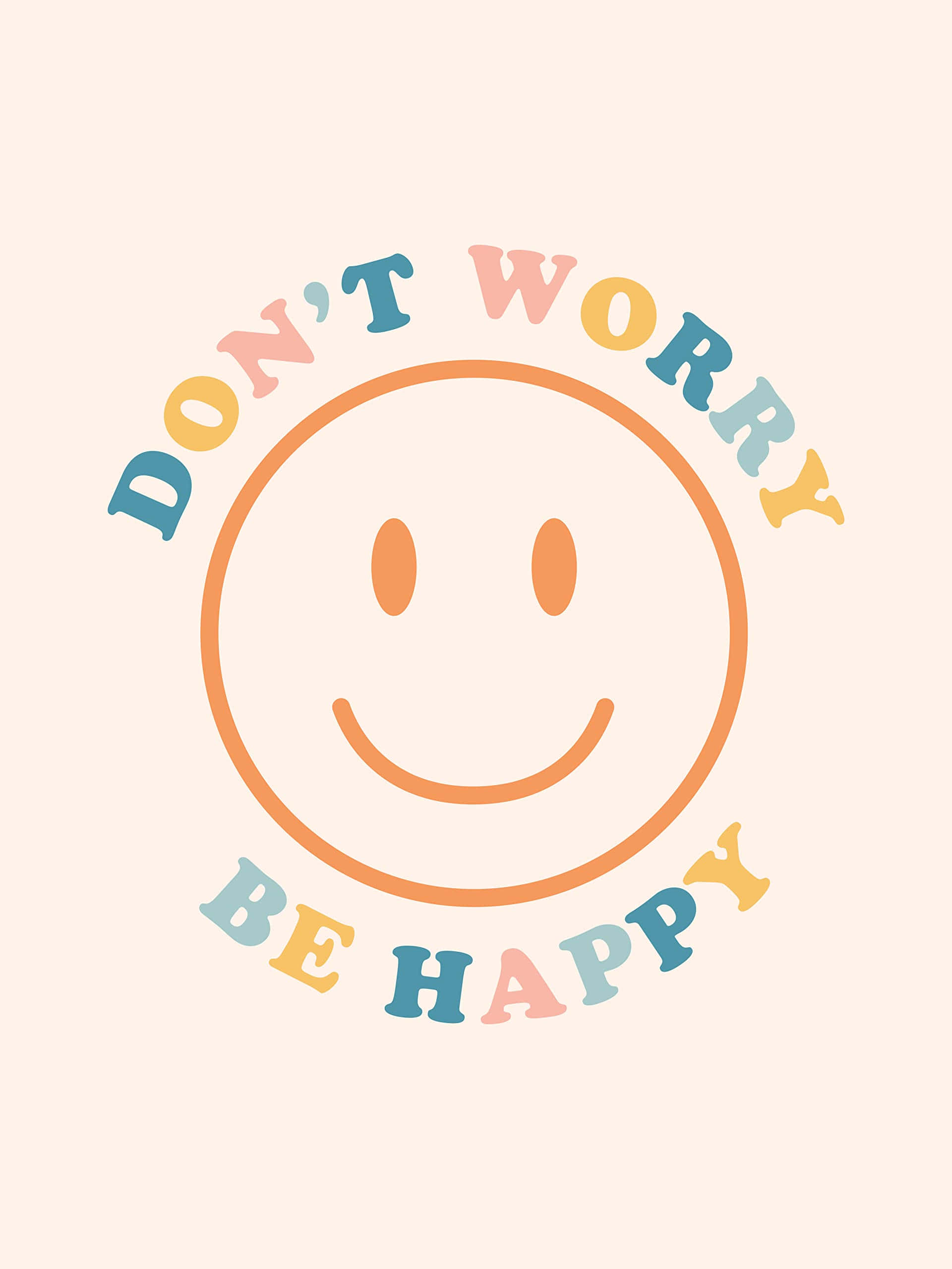 Dont Worry Be Happy, smiley face, orange, 2K Phone Wallpaper
