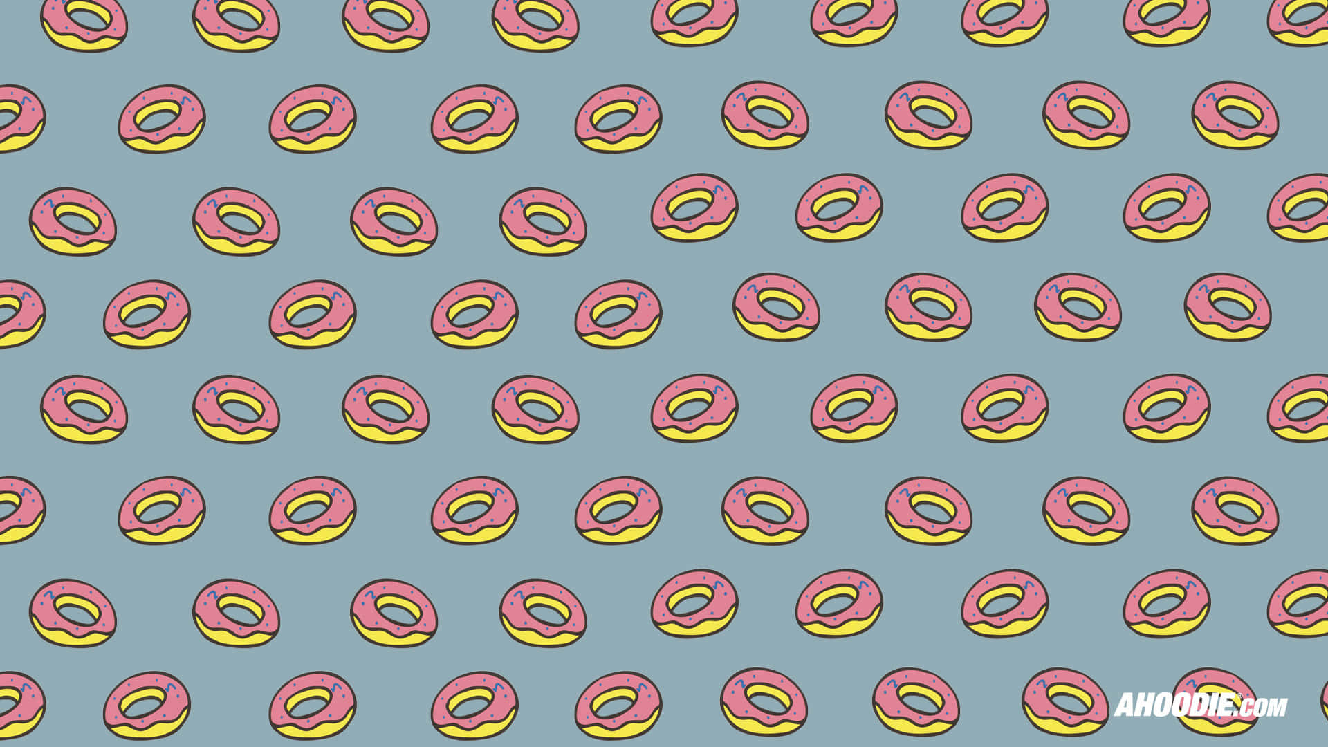 pink, yellow frosted donuts, muted blue background, Full HD Desktop Wallpaper