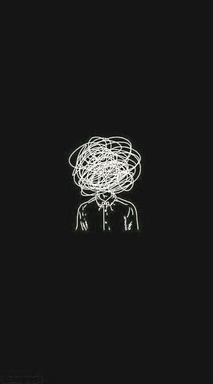 black aesthetic, iPhone, doodle face, SD Phone Wallpaper