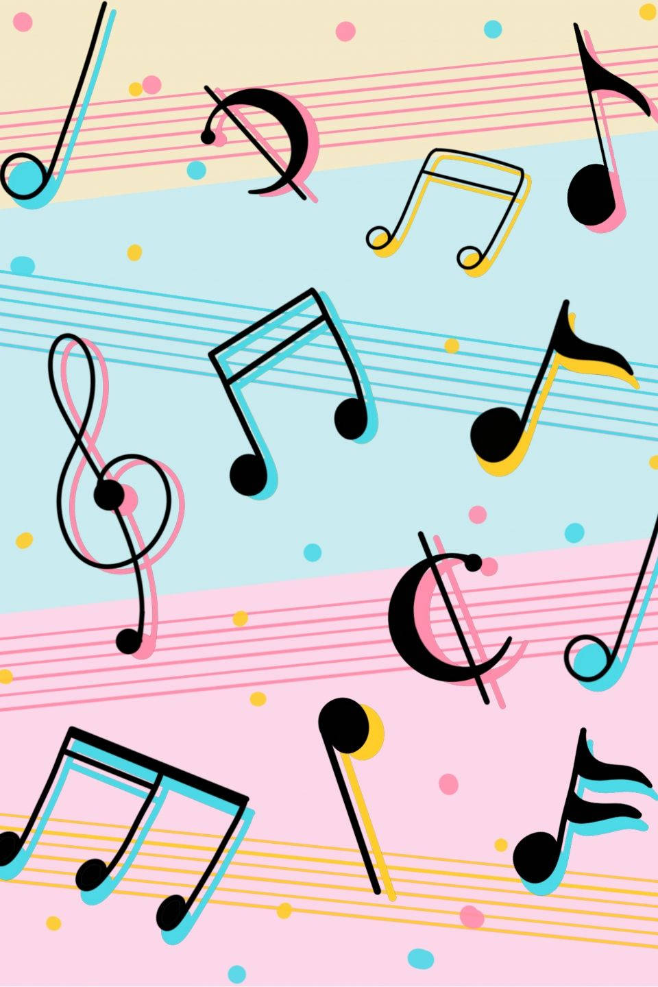 pastel stripes, colorful dots, staff lines, HD Phone Wallpaper
