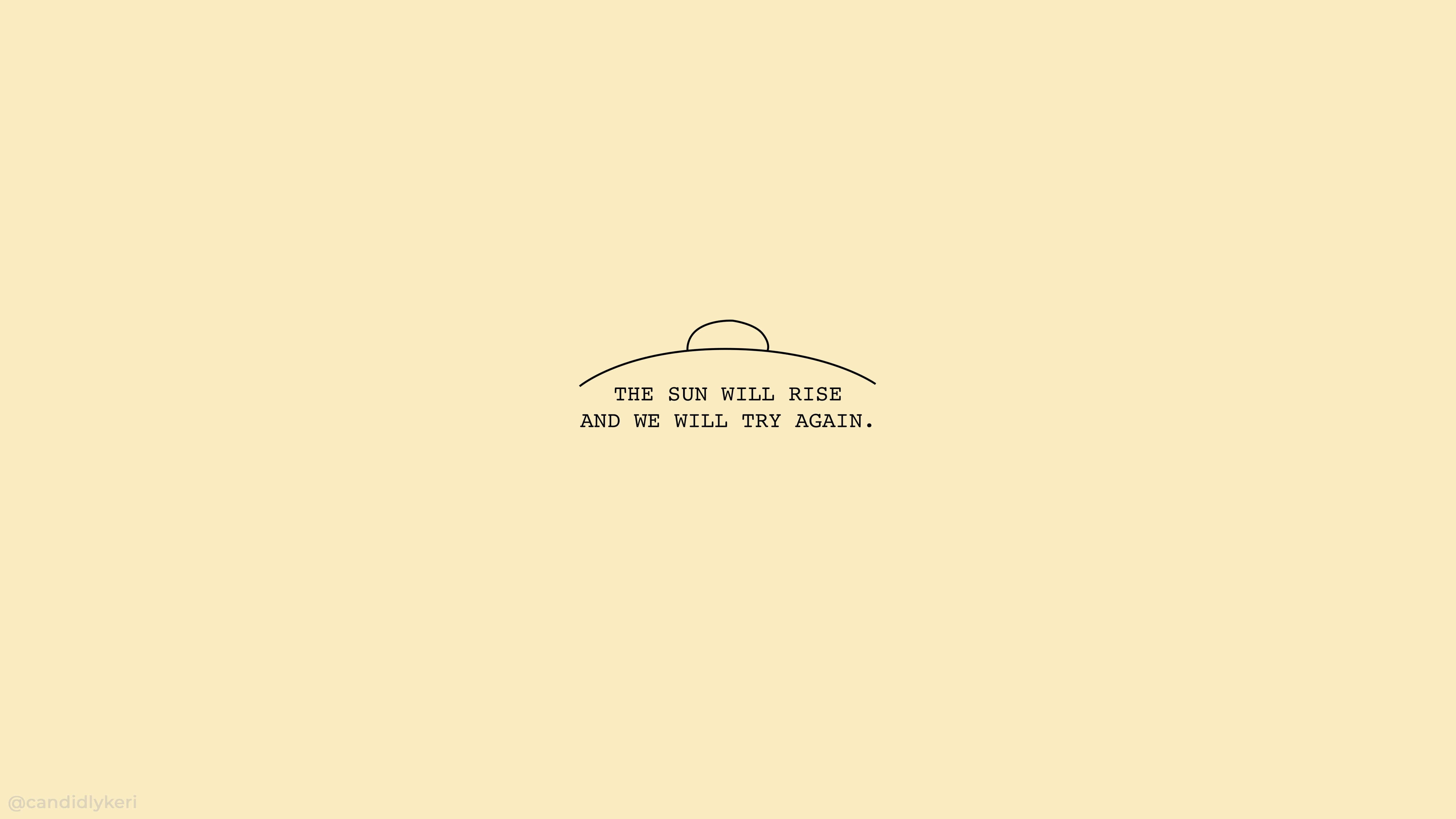 VSCO Laptop, minimalist beige background, simple line drawing of a rising sun, 5K Desktop Wallpaper