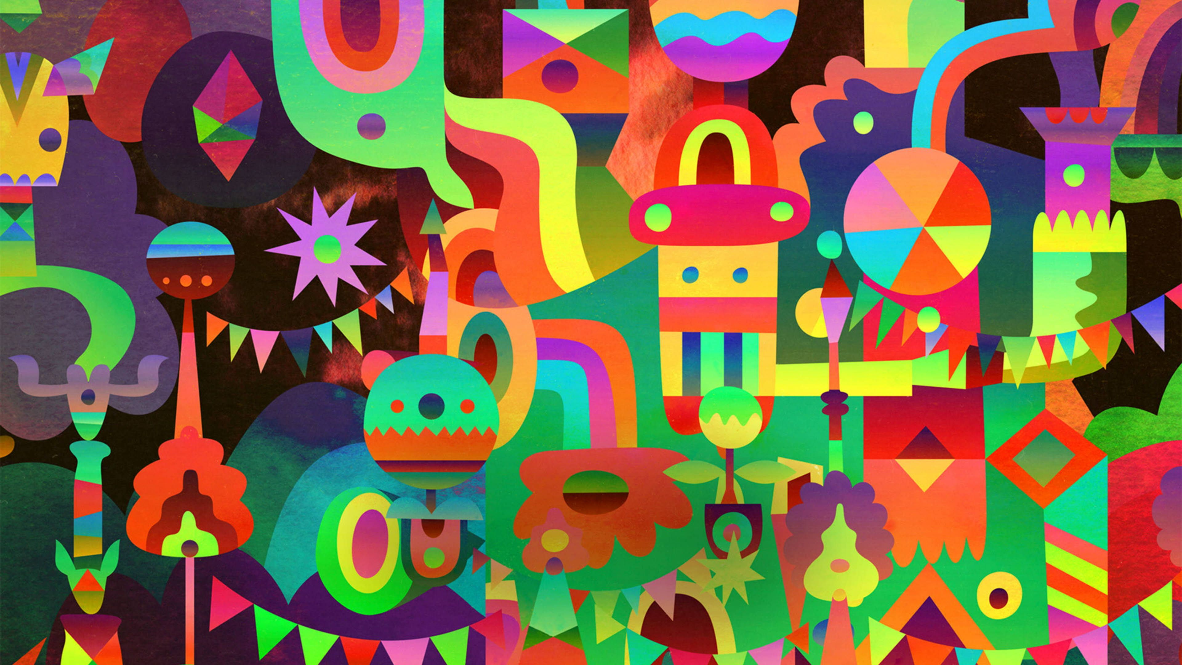 Doodle, multicolored, abstract, 4K Desktop Wallpaper