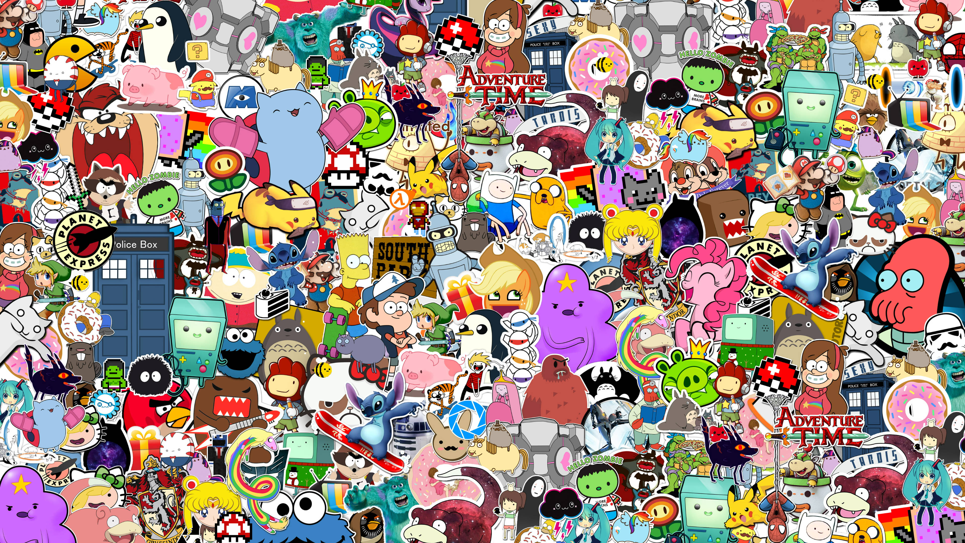 doodle, cartoon stickers, anime characters, 4K Desktop Wallpaper