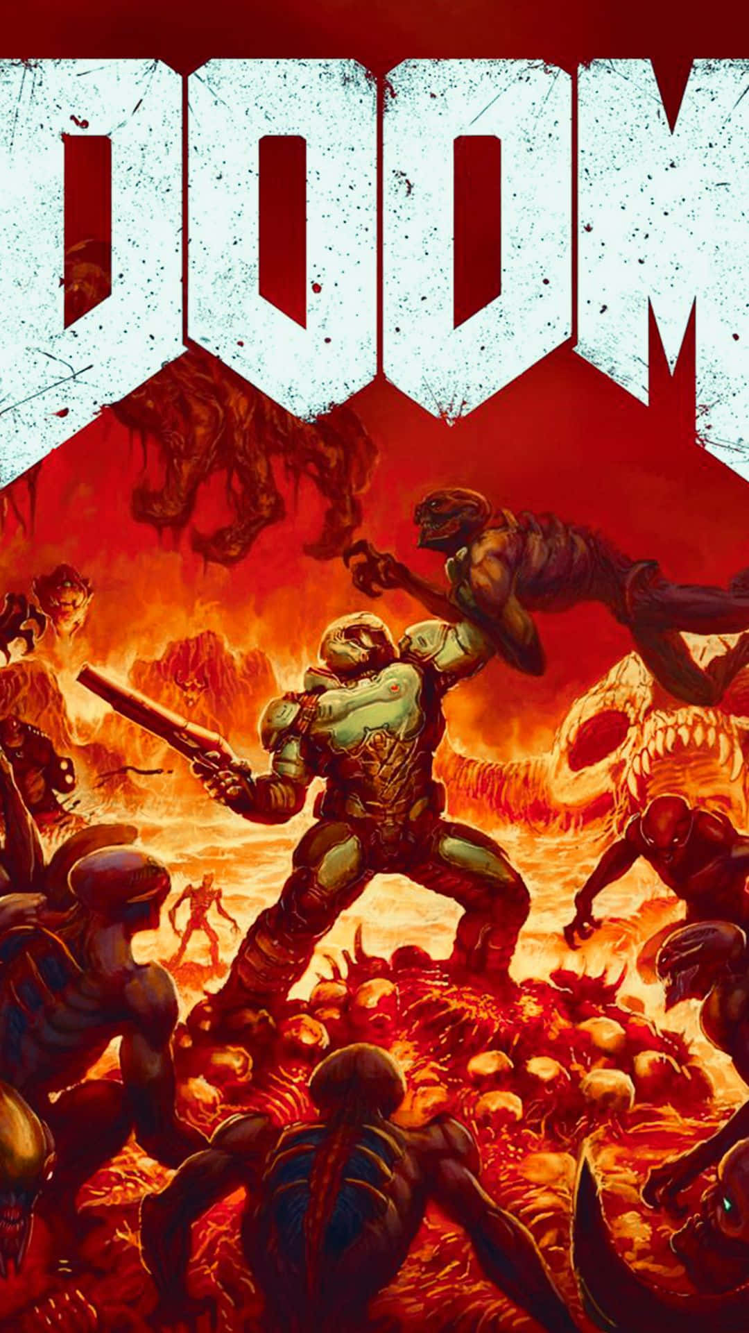 DOOM 2016, green armor, demonic creatures, Full HD Phone Wallpaper