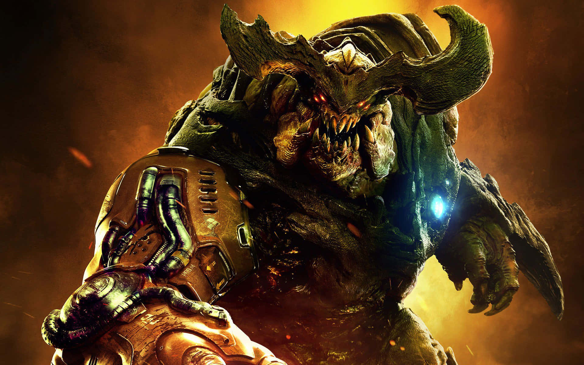 Doom 2016, demon, horns, Full HD Desktop Wallpaper