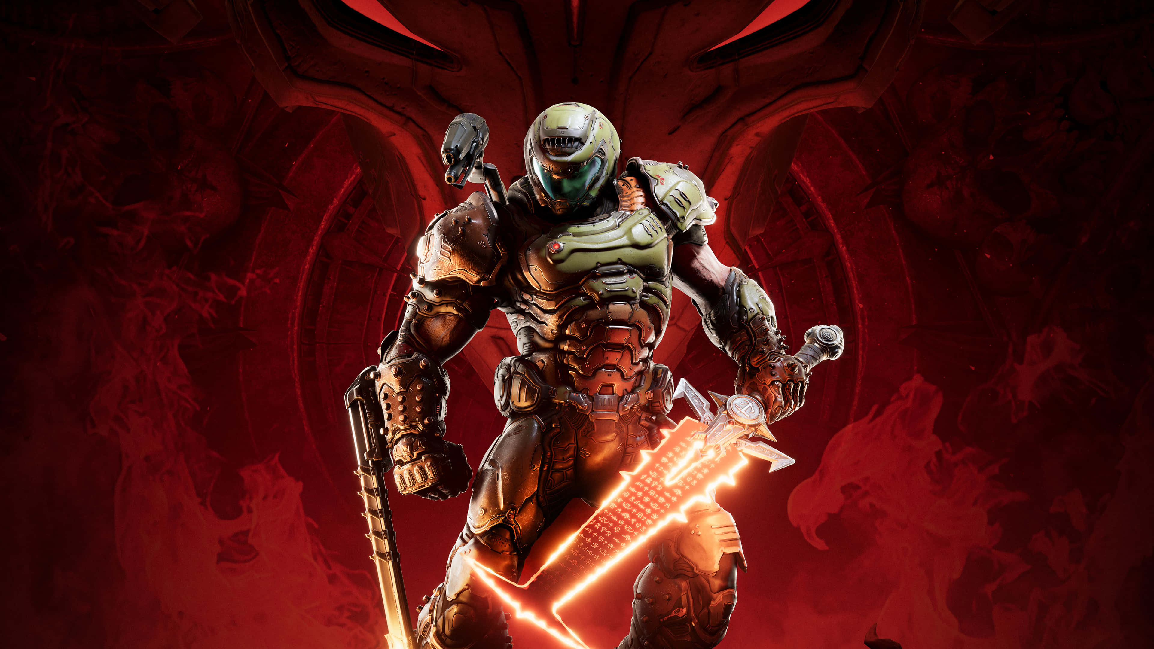Doom 2016, space marine, glowing sword, 4K Desktop Wallpaper