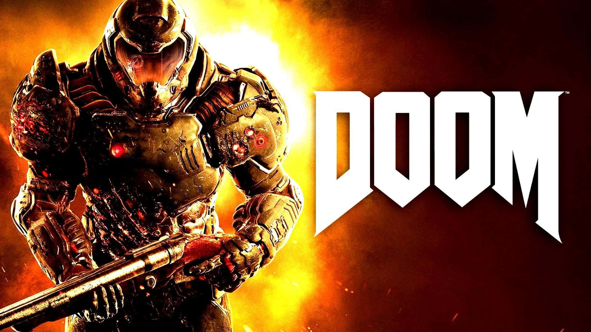 Doom 2016, golden armor, shotgun, Full HD Desktop Wallpaper