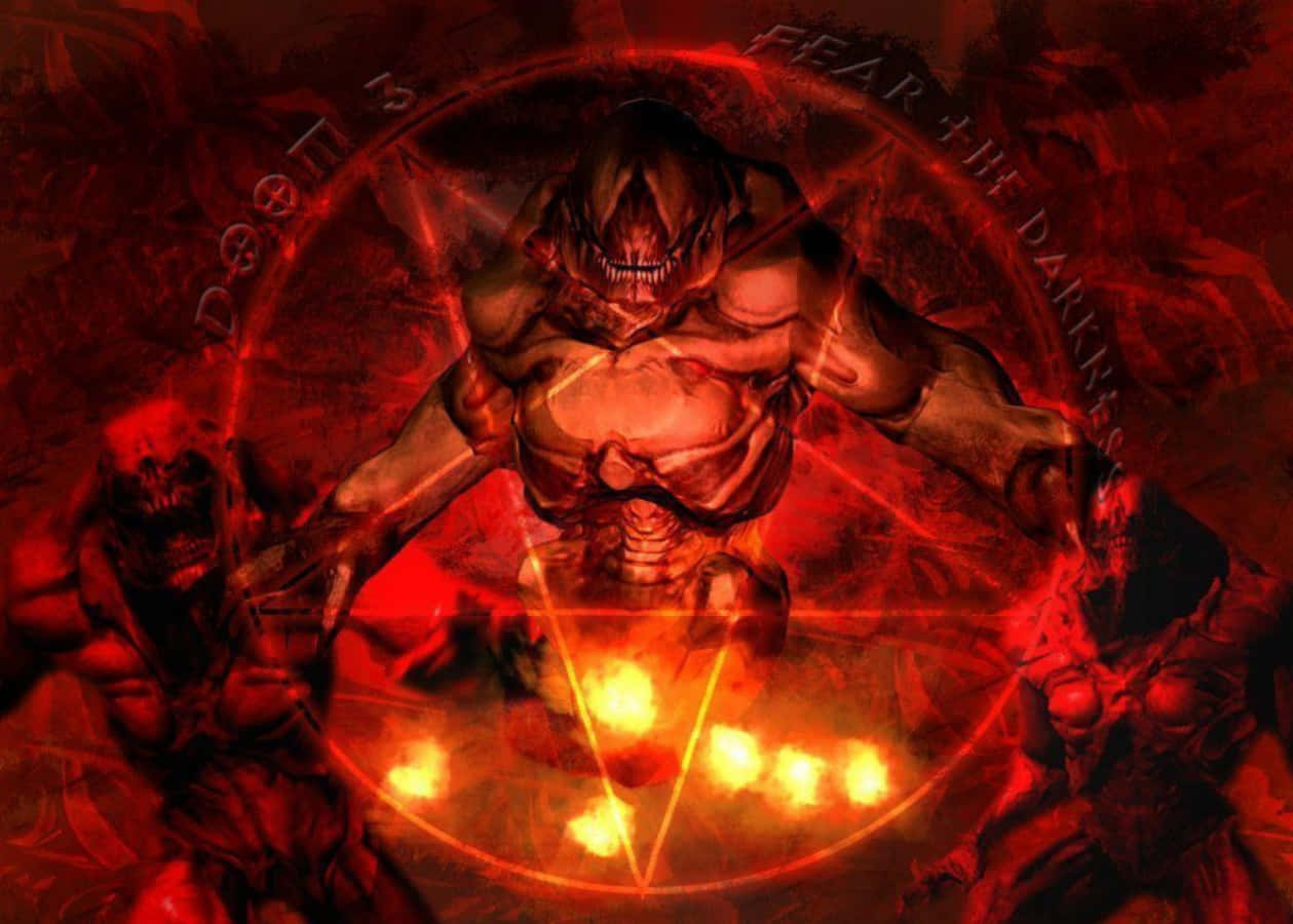 Doom 3, demon, red flame, SD Desktop Wallpaper