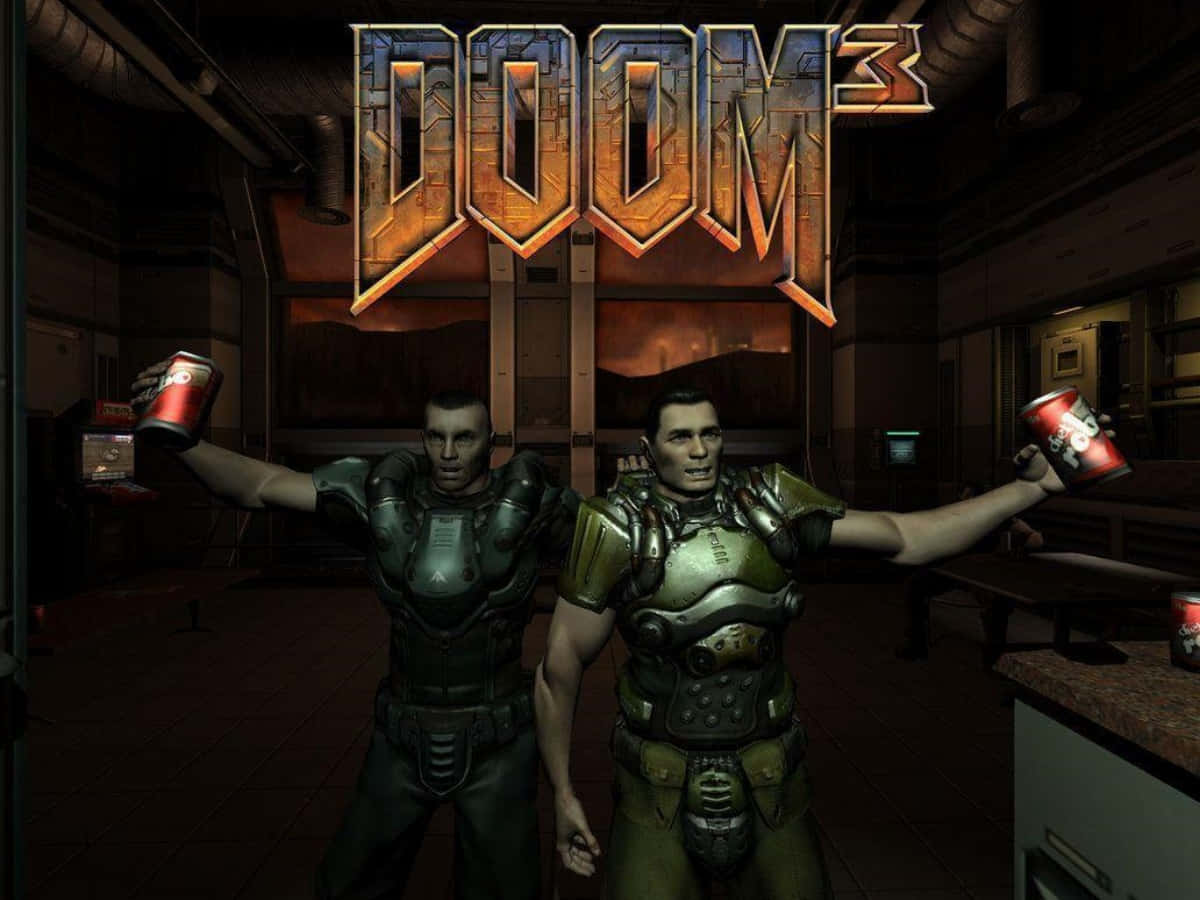 Doom 3, DOOM 3 logo, armored soldiers, SD Desktop Wallpaper