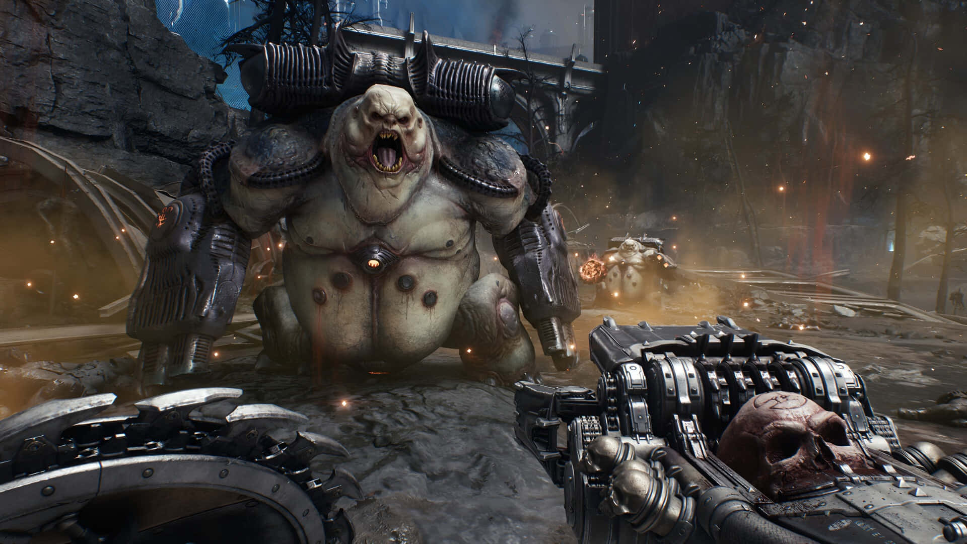 Doom Dark Ages, brutal combat, grotesque armored mutant, Full HD Desktop Wallpaper