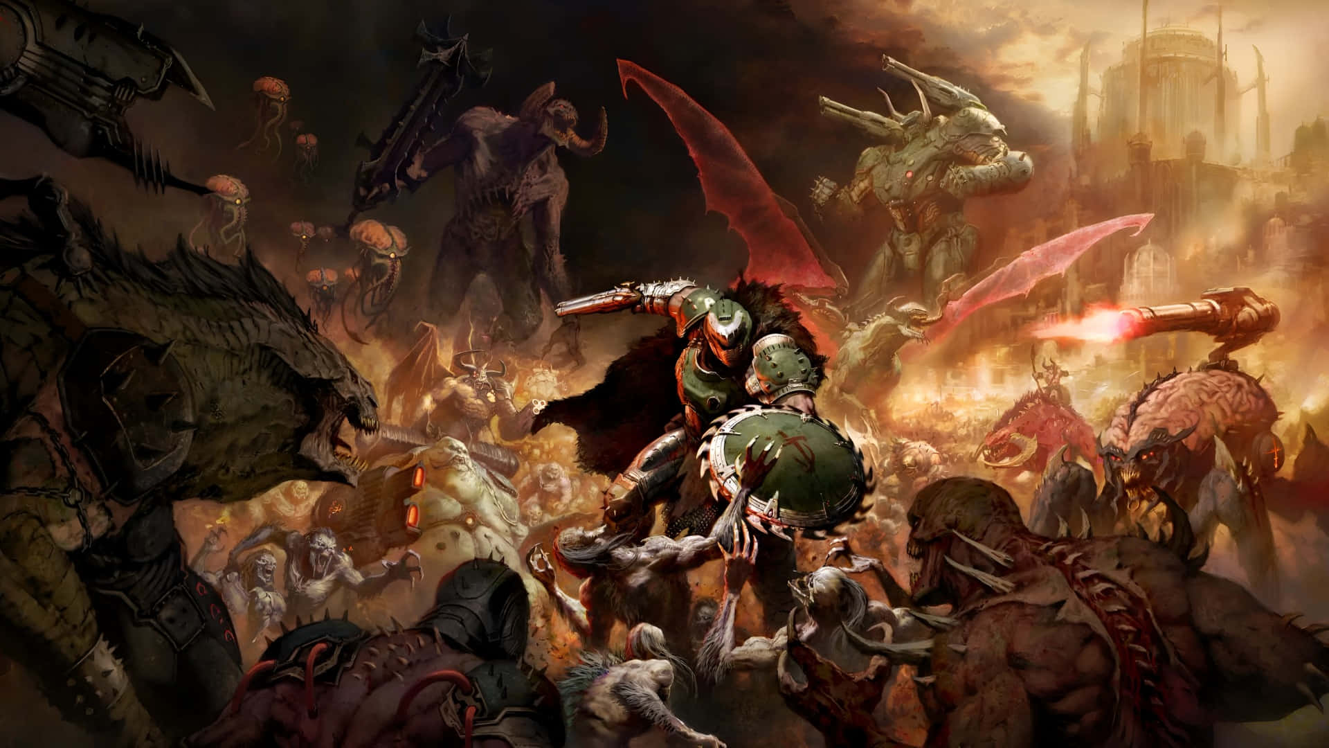 Doom Dark Ages, warrior, green armor, Full HD Desktop Wallpaper
