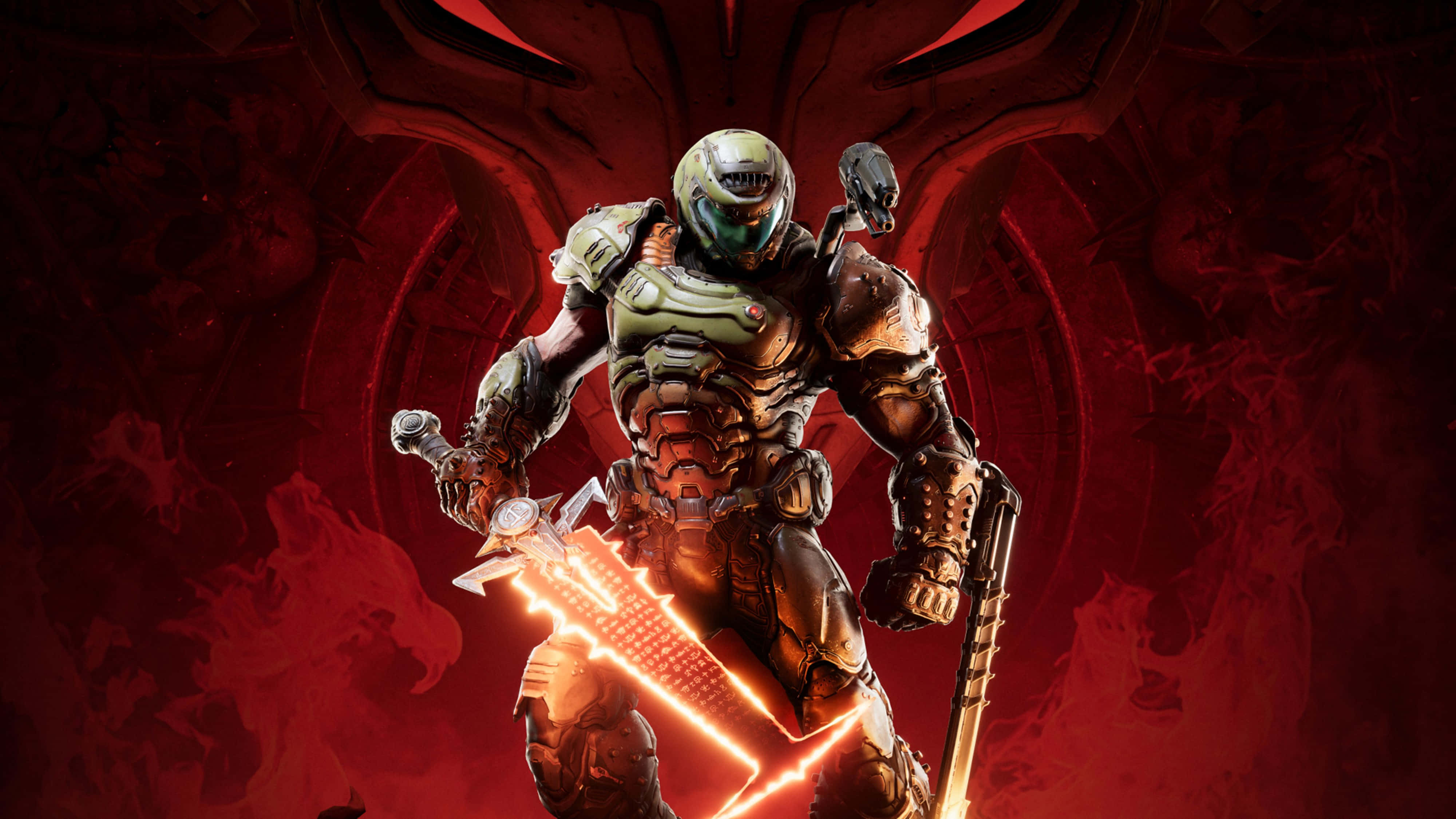 Doom Eternal, sword, red light, 4K Desktop Wallpaper