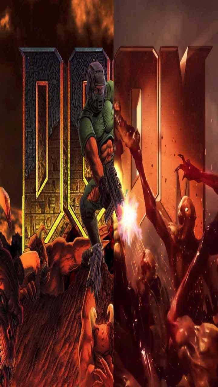 DOOM Eternal, green armor, glowing weapon, HD Phone Wallpaper
