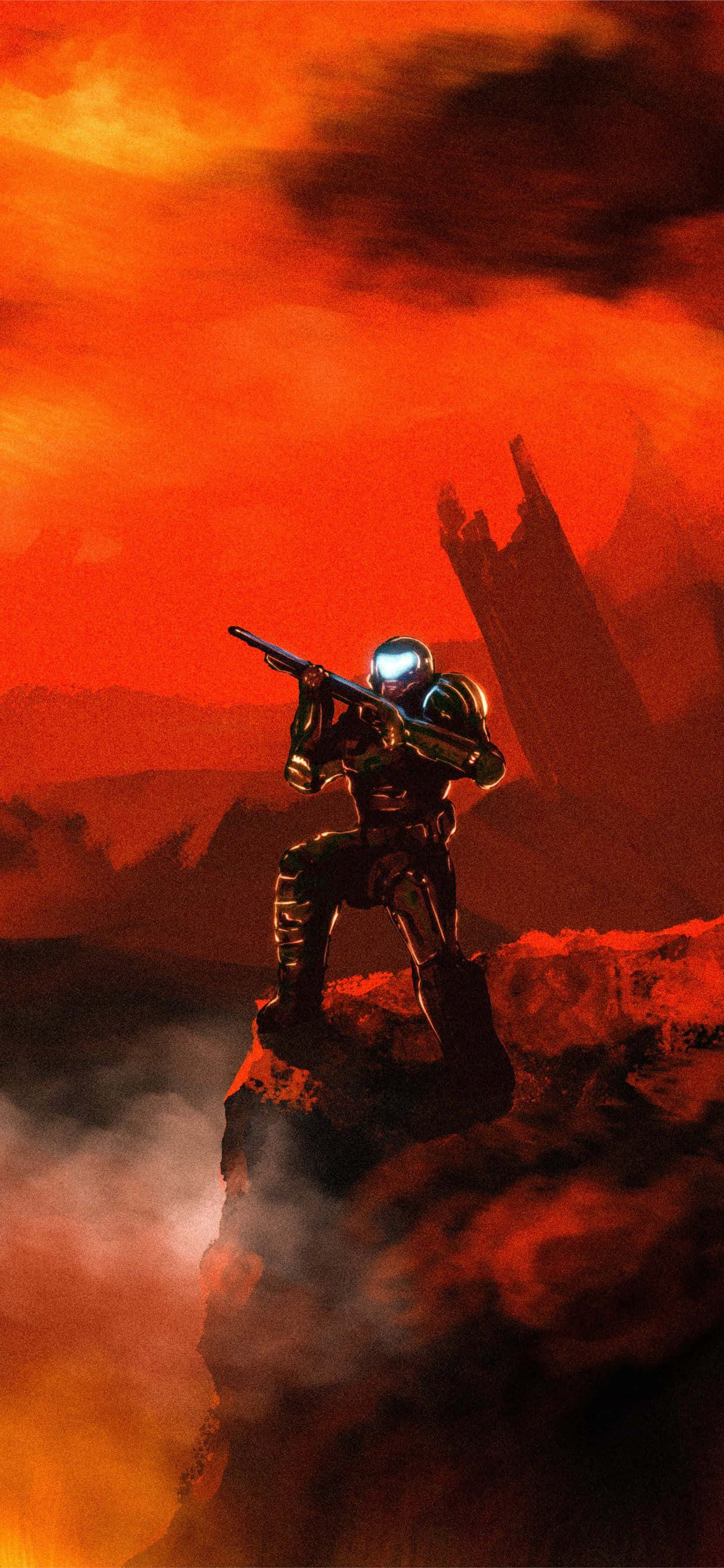 Doom Eternal, iPhone, armored warrior, 2K Phone Wallpaper