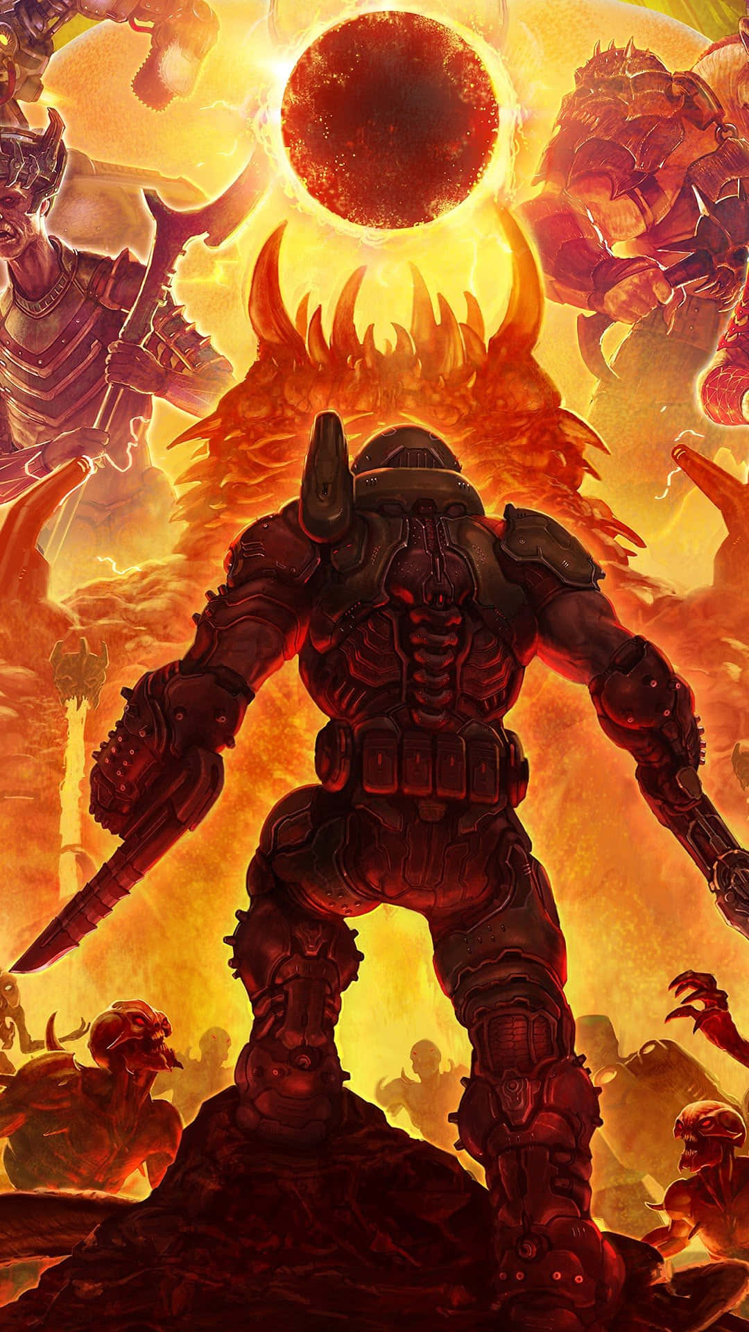 Doom Eternal, iPhone, fiery planet, Full HD Phone Wallpaper