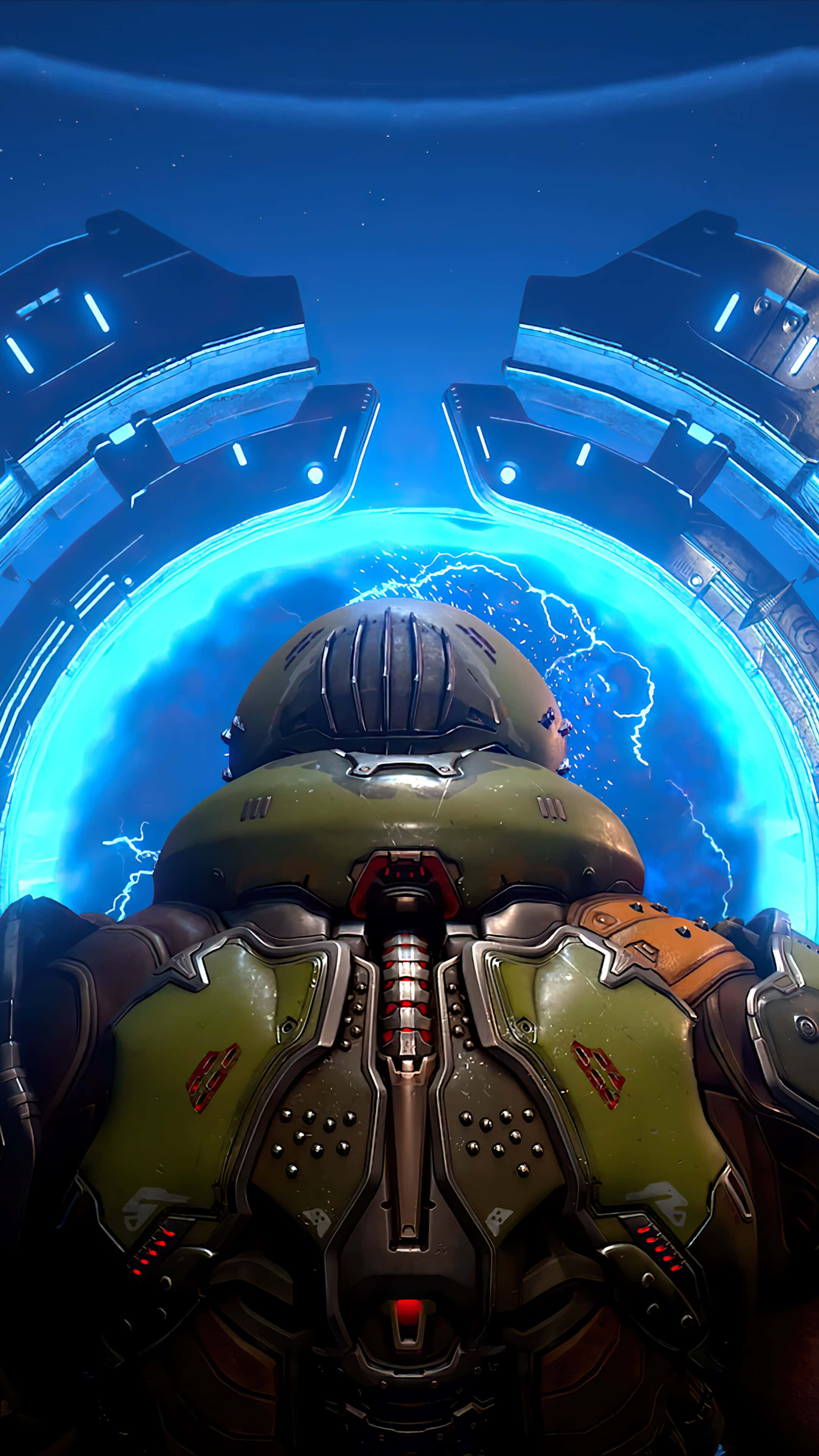 Doom Eternal, iPhone, green armor, 4K Phone Wallpaper