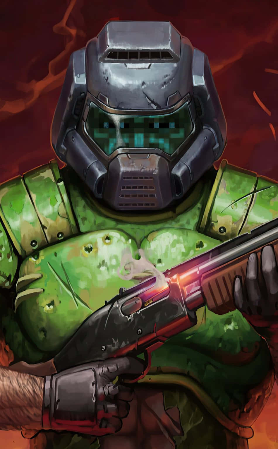 Doom Eternal, iPhone, green battle gear, HD Phone Wallpaper
