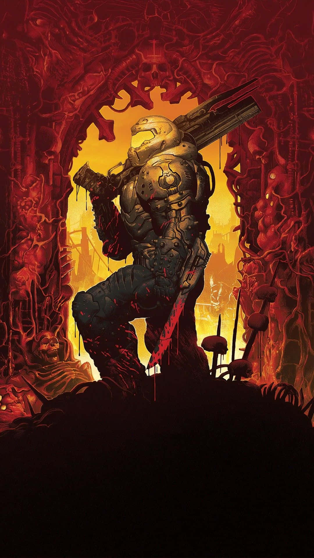Doom Eternal, iPhone, blood-red, Full HD Phone Wallpaper