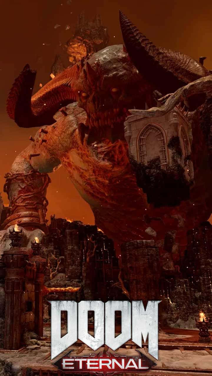 Doom Eternal, iPhone, colossal demonic beast, HD Phone Wallpaper