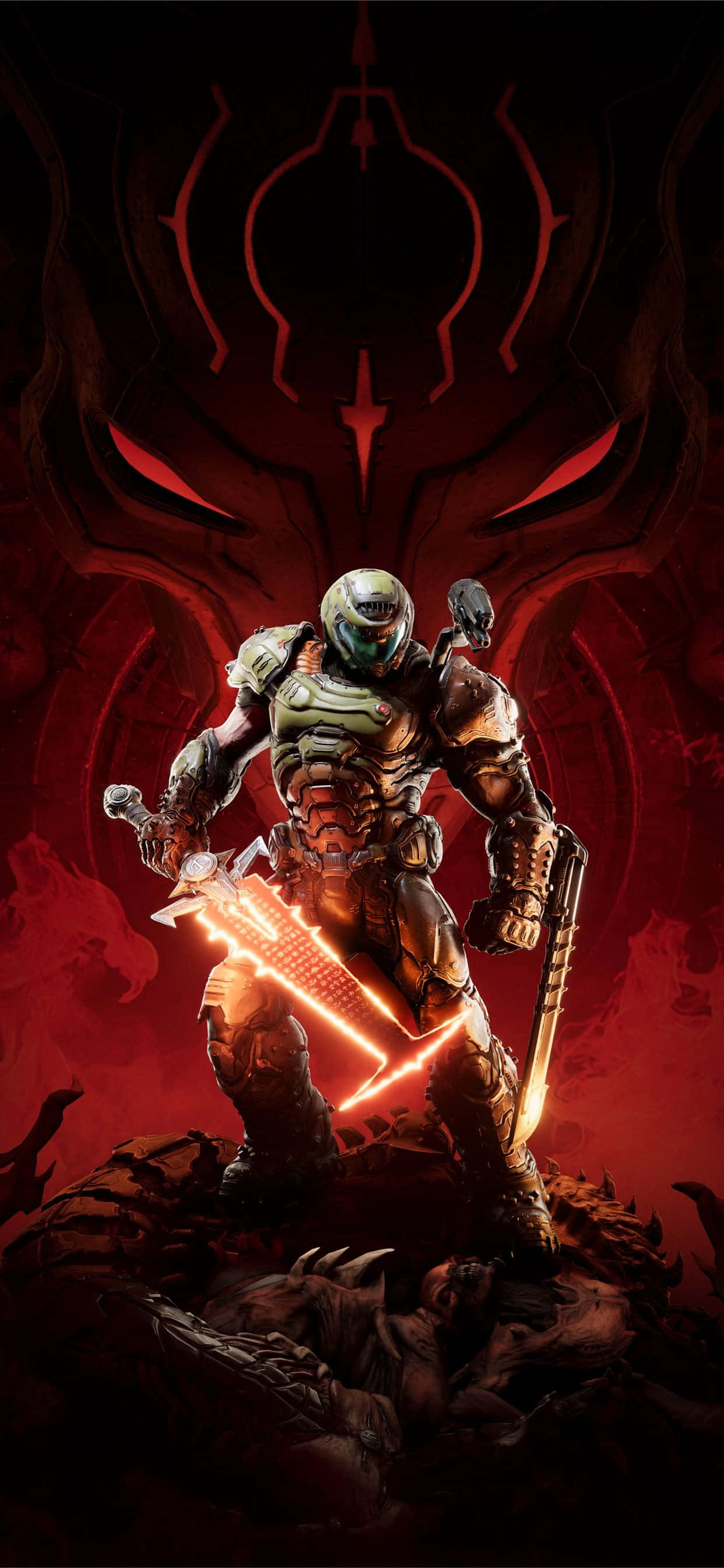Doom Eternal, iPhone, glowing sword, 2K Phone Wallpaper