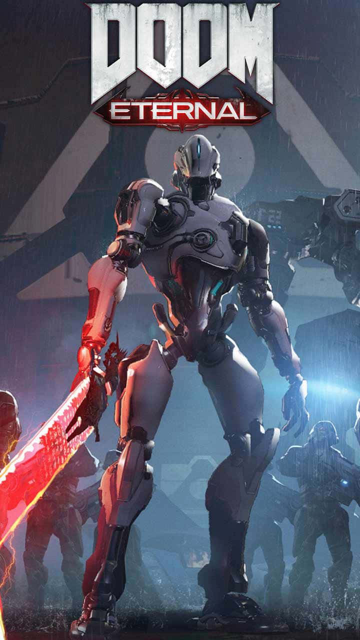 Doom Eternal, iPhone, glowing red sword, HD Phone Wallpaper