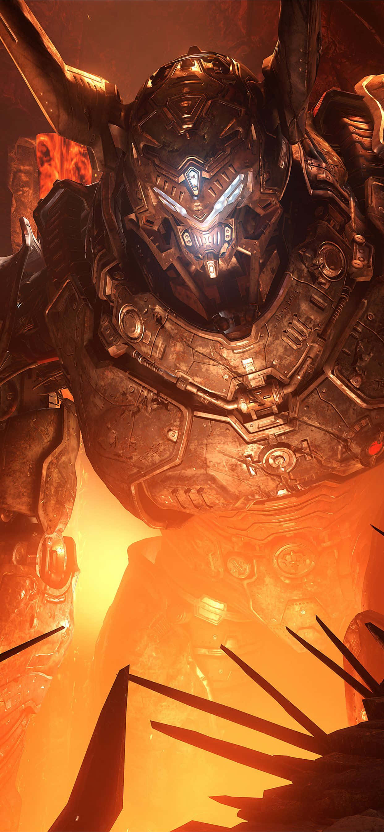 Doom Eternal, iPhone, glowing blue eyes, 2K Phone Wallpaper