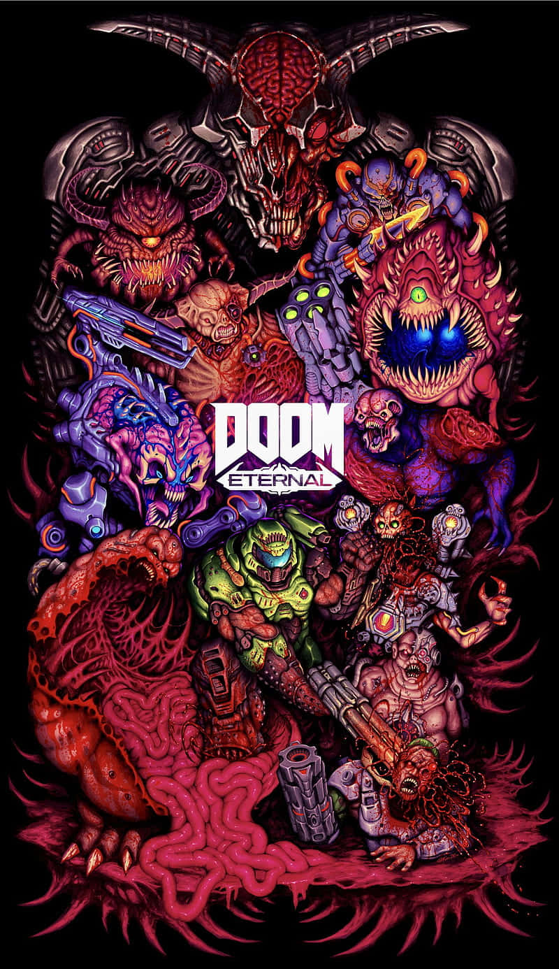 Doom Eternal, soldier, grotesque demonic monsters, HD Phone Wallpaper